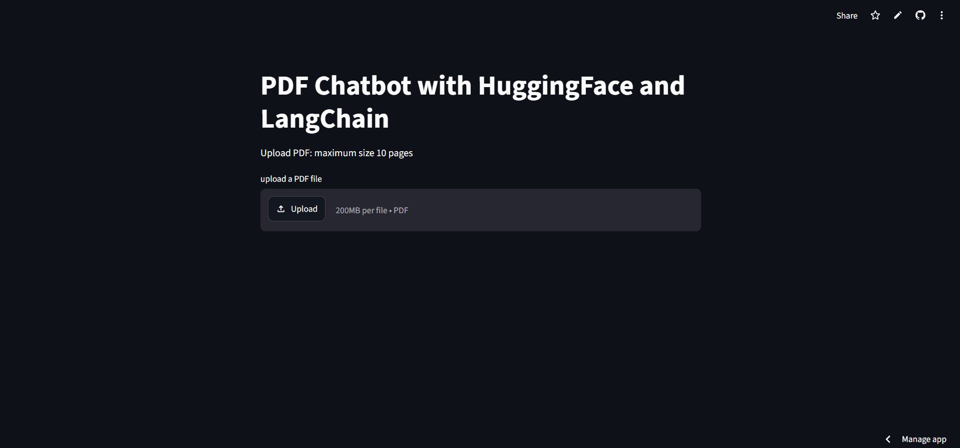 PDF RAG Chatbot — upload screen